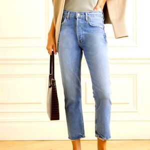AGOLDE Riley cropped high-rise straight-leg organic jeans | size 25